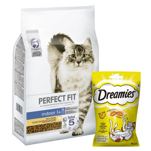 Karma dla kota PERFECT FIT Natural Vitality Wołowina z kurczakiem 6 kg + Przysmak dla kota DREAMIES Żółty ser 60 g
