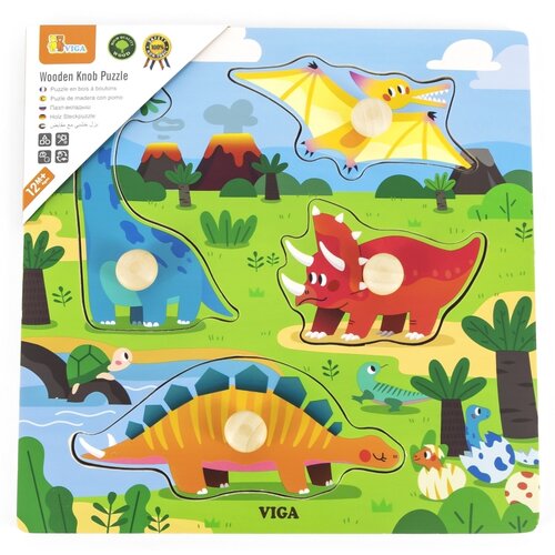 Puzzle VIGA Pierwsze puzzle z uchwytami: Dinozaury 44596 (4 elementy)