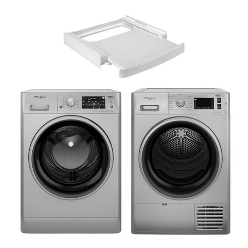Pralka WHIRLPOOL FFD 9458 SBSV EU 9kg 1400 obr + Suszarka WHIRLPOOL FFT D 9X3SBS PL + Łącznik uniwersalny WPRO SKS101 z wysuwaną półką