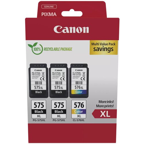 Zestaw tuszów CANON PG-575 XL x2 / CL-576 XL Czarny 30 ml, Kolorowy 12.6 ml 5437C004