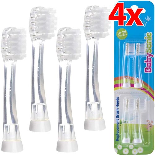 Oryginalna końcówka szczoteczki BRUSH-BABY BabySonic 18 - 36 miesięcy (4 szt.) (Idealna dla dzieci)