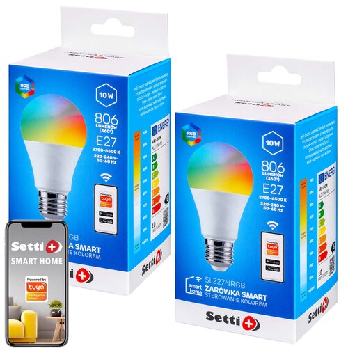 Inteligentna żarówka LED SETTI+ SL227NRGB 10W E27 Wi-Fi (2 sztuki)