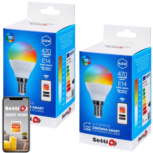 Inteligentna żarówka LED SETTI+ SL214NRGB 5.5W E14 Wi-Fi (2 sztuki)