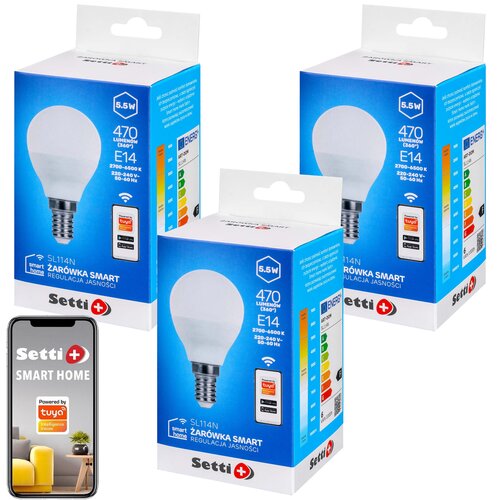 Inteligentna żarówka LED SETTI+ SL114N 5.5W E14 Wi-Fi (3 sztuki)