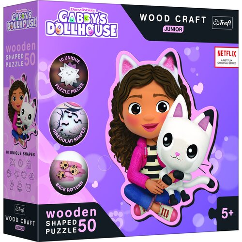 Puzzle TREFL Wood Craft Junior Koci Domek Gabi Gabby i jej Kotek 20202 (50 elementów)