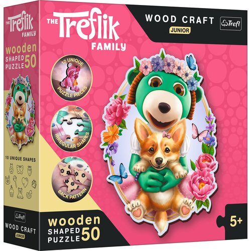 Puzzle TREFL Wood Craft Junior Rodzina Treflików Wesołe Trefliki 20206 (50 elementów)