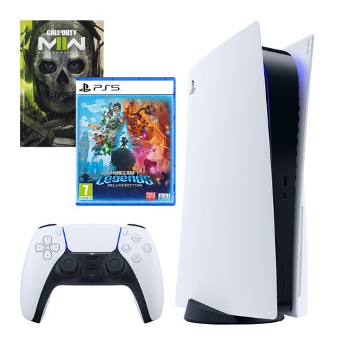 Konsola SONY PlayStation 5 + Call of Duty: Modern Warfare II (klucz aktywacyjny) + Minecraft Legends - Edycja Deluxe Gra PS5