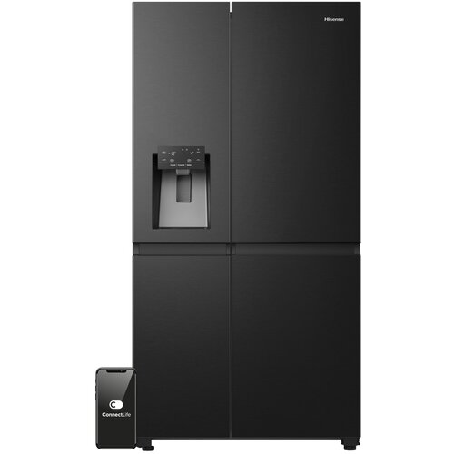 Lodówka HISENSE RS818N4TFE Side by Side No Frost 179cm Czarna Kostkarka Wi-Fi ConnectLife Metal Tech Cooling