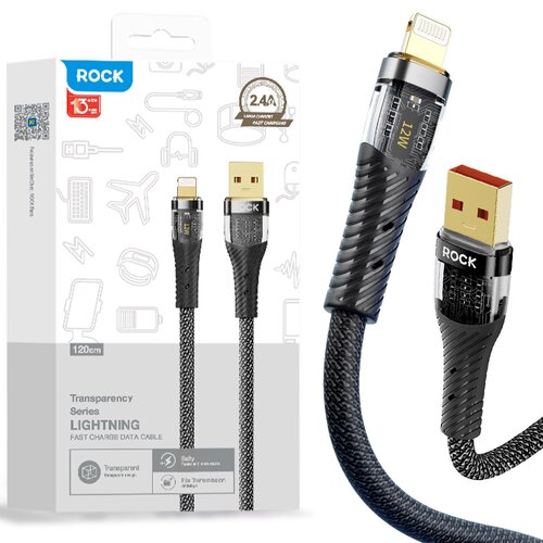 Kabel USB - Lightning ROCK Z21 1.2 m Czarny