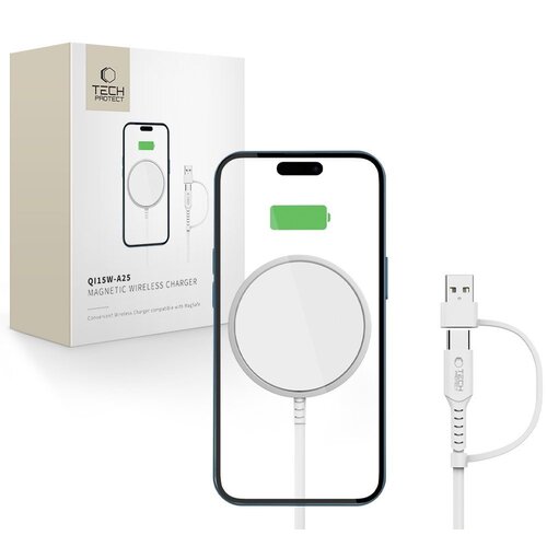 Ładowarka indukcyjna TECH-PROTECT QI15W-A25 Magnetic MagSafe 15W Biały