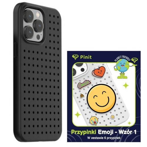 Etui PINIT Dynamic do Apple iPhone 14 Pro Max Czarny + Pinit Emoji Pin (Wzór 1)