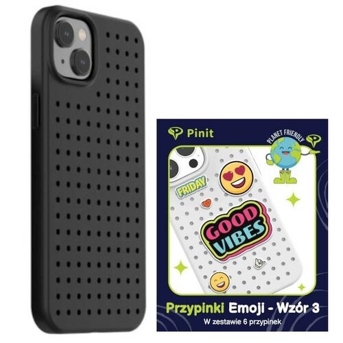 Etui PINIT Dynamic do Apple iPhone 14 Plus Czarny + Pinit Emoji Pin (Wzór 3)
