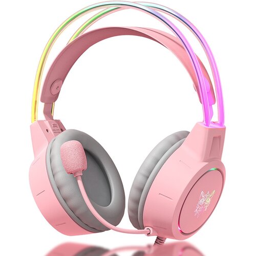 Słuchawki ONIKUMA X15 Pro RGB Nauszne, Dźwięk przestrzenny Różowy
