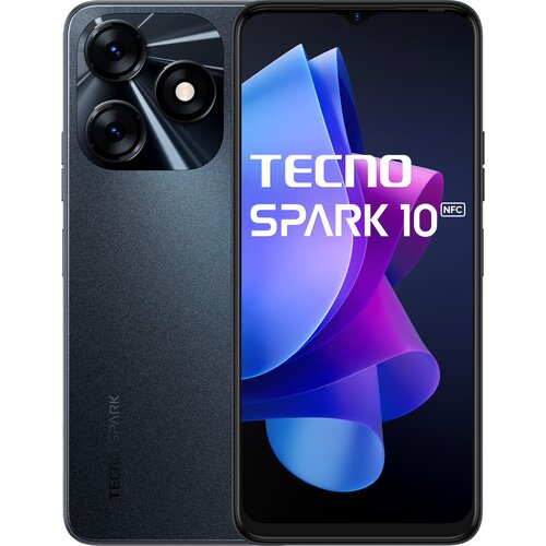 Smartfon TECNO Spark 10 4/128GB 6.6" 90Hz Czarny TETNOPAS1000001