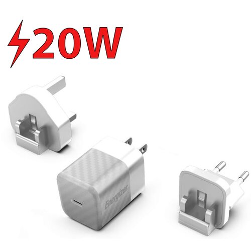 Ładowarka sieciowa ENERGIZER Ultimate Multiplug GaN 20W PD Srebrny