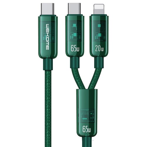 Kabel USB-C - Lightning/USB-C WEKOME WDC-194 2w1 Vanguard Series 65W 1 m Zielony