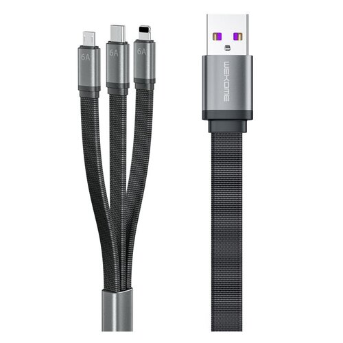 Kabel USB - Lightning/USB-C/Micro USB WEKOME WDC-157 3w1 King Kong 2nd gen 1.3 m Czarny