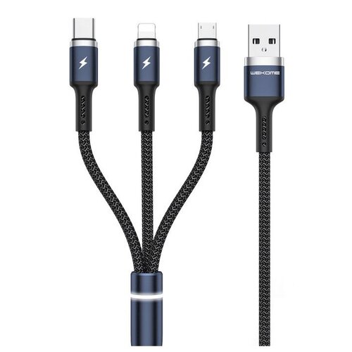 Kabel USB - Lightning/USB-C/Micro USB WEKOME WDC-119 3w1 Fython Series PD 1.2 m Czarny