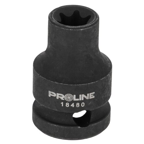 Czarna nasadka udarowa z widocznym napisem "PROLINE 18480" na jej powierzchni. Nasadka ma cylindryczny kształt z otworem na jednym końcu.