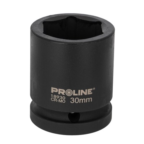 Czarna nasadka udarowa z widocznym napisem "PROLINE 18930 CR-MO 30mm". Nasadka ma cylindryczny kształt z otworem na jednym końcu.