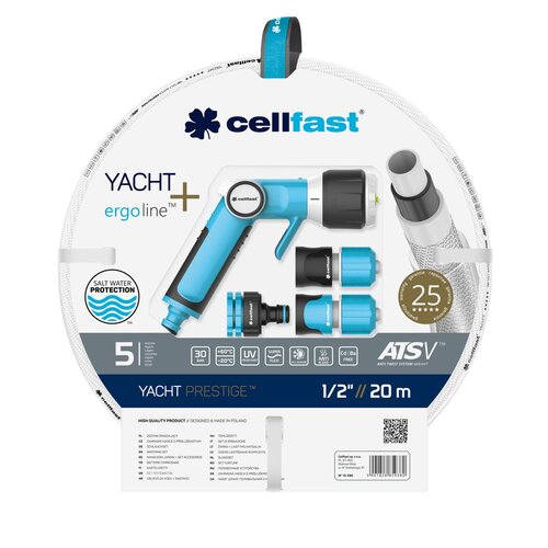 Zestaw CELLFAST Yacht Prestige z pistoletem zraszającym 1/2'' 20 m 13-390
