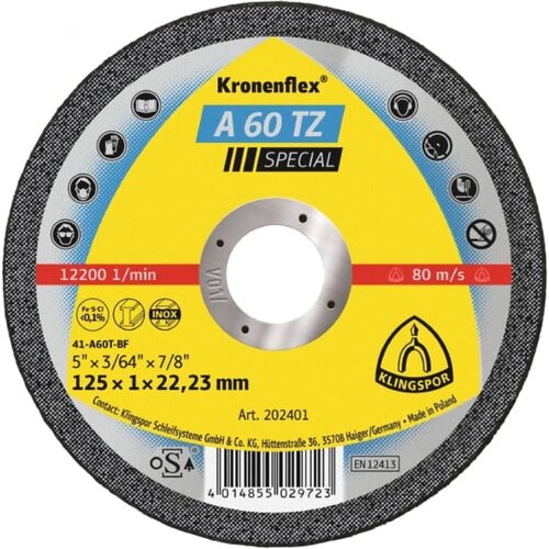 Tarcza do cięcia KLINGSPOR A 60 TZ Special 202401 125 mm