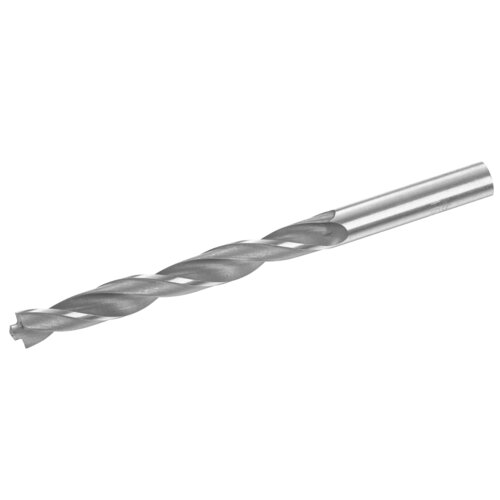 Na zdjęciu widoczne jest metalowe wiertło o spiralnym kształcie, z gładkim uchwytem. Produkt ma srebrzysty kolor i nie zawiera żadnych widocznych napisów ani logo.