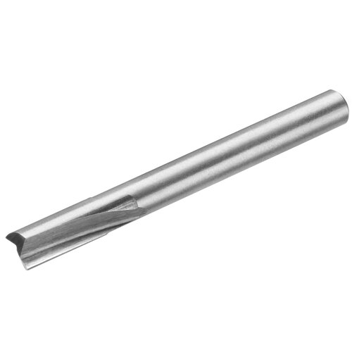 Na zdjęciu znajduje się metalowy frez o cylindrycznym kształcie z ostrzem na jednym końcu. Produkt jest wykonany z metalu i ma gładką, błyszczącą powierzchnię.