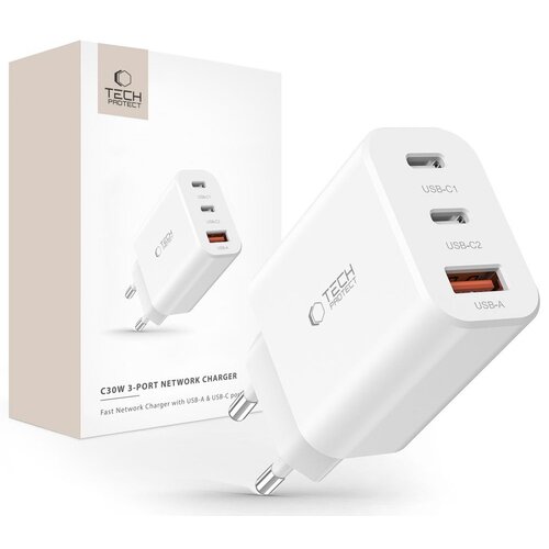 Ładowarka sieciowa TECH-PROTECT C30W PD30W/QC3.0 Biały