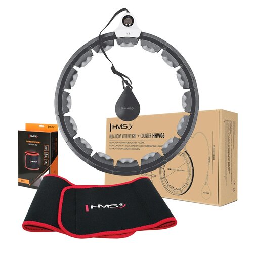 Hula hop HMS HHW06 Czarny + pas wyszczuplający BR163 Czerwony