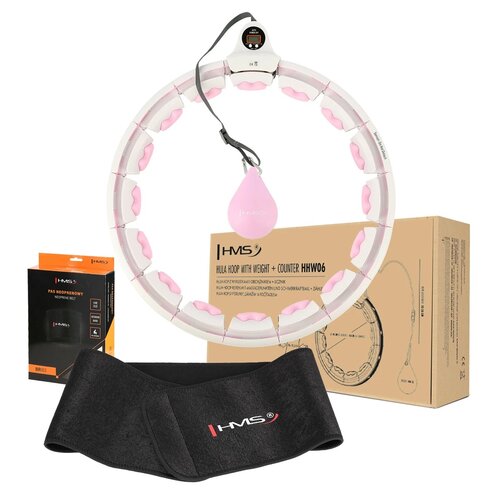 Hula hop HMS HHW06 Różowy + pas wyszczuplający BR163 Czarny