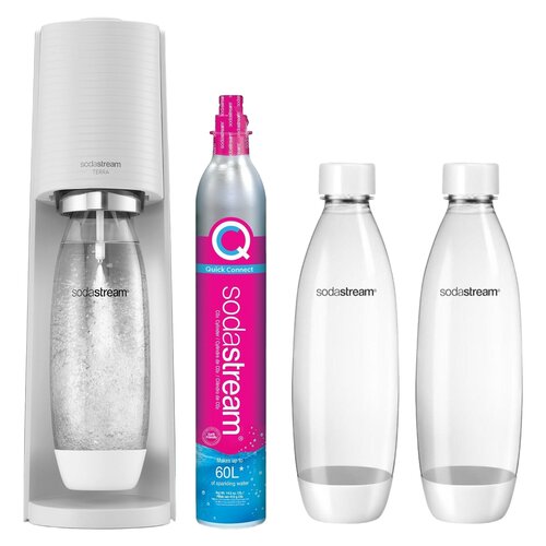Saturator SODASTREAM Terra Biały i Nabój SODASTREAM CO2 + Butelka SODASTREAM Fuse Biały (2 sztuki)