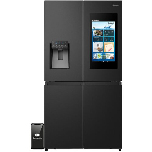 Lodówka HISENSE RQ760N4IFE MD Side by Side No Frost 178.5cm Czarna Kostkarka Wi-Fi ConnectLife My Fresh Choice Ekran TFT