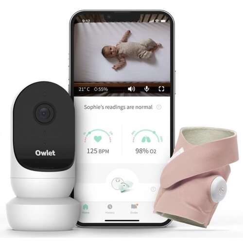 Niania elektroniczna OWLET Cam 2 & Smart Sock 3 monitor oddechu Różowy