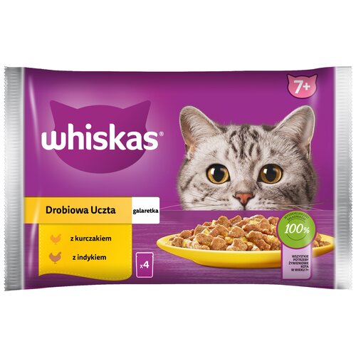 Karma dla kota WHISKAS Senior Drobiowa Uczta Kurczak z indykiem (4 x 85 g)
