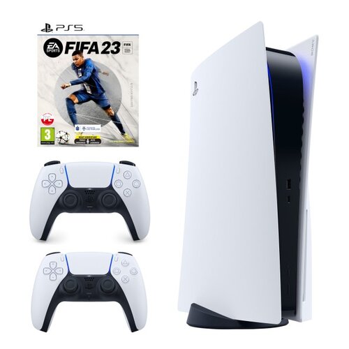 Konsola SONY PlayStation 5 + FIFA 23 (klucz aktywacyjny) + Kontroler SONY DualSense Biały