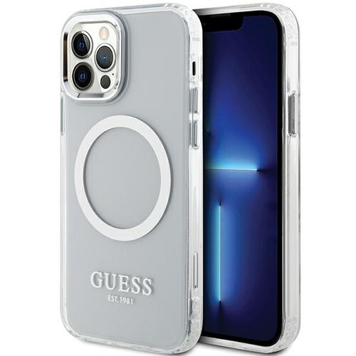Etui GUESS Metal Outline do Apple iPhone 12/12 Pro Srebrny