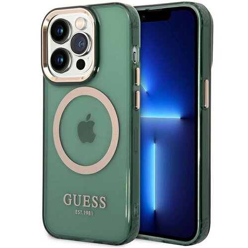 Etui GUESS Gold Outline Translucent do Apple iPhone 14 Pro Max Zielony