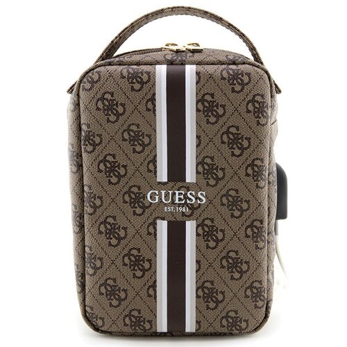 Torba na akcesoria GUESS 4G Printed Stripes Brązowy