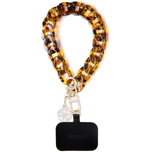 Zawieszka do telefonu GUESS Big Hand Strap Acetate 4G Złocisty brąz