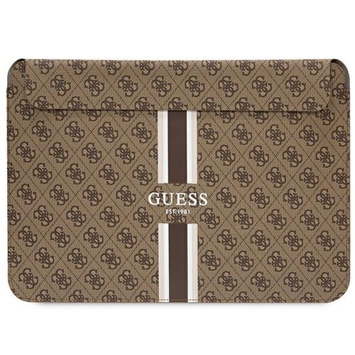 Etui na laptopa GUESS Sleeve 4G Printed Stripes 16 cali Brązowy