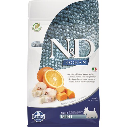 Karma dla psa FARMINA N&D Ocean Adult Mini Dorsz z dynią i pomarańczą 800 g