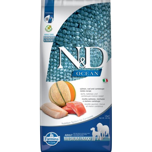 Karma dla psa FARMINA N&D Ocean Łosoś z dorszem i melonem Adult Medium & Maxi 12 kg