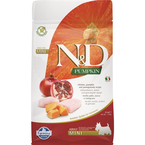 Karma dla psa FARMINA N&D Kurczak z dynią i owoc granatu Adult Mini 800 g