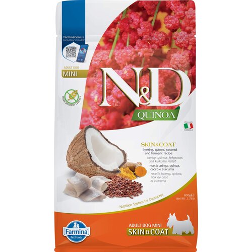 Karma dla psa FARMINA N&D Quinoa Śledź z kokosem i kurkumą Adult Mini 800 gr