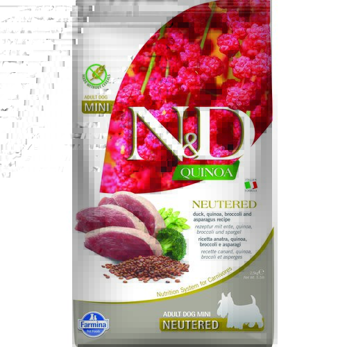Karma dla psa FARMINA N&D Quinoa Neutered Kaczka z brokułami i szparagami Adult Medium Max 2.5 kg