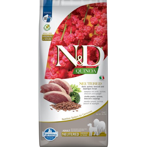 Karma dla psa FARMINA N&D Quinoa Neutered Kaczka z brokułami i szparagami Adult Medium Max 12 kg