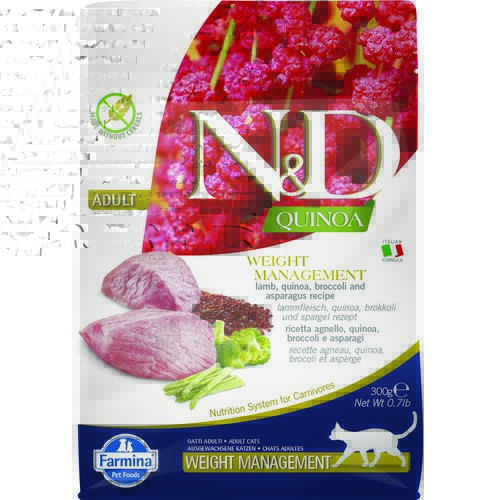 Karma dla kota FARMINA N&D Quinoa Weight Management jagnięcina, brokuły i szparagi 300g