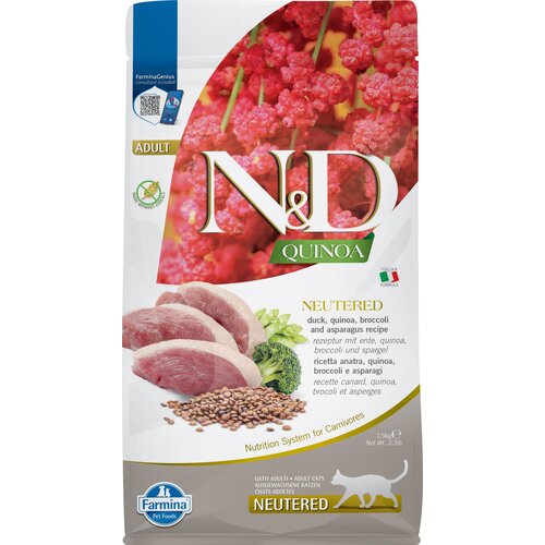 Karma dla kota FARMINA N&D Quinoa Neutered Kaczka z komosą ryżową z brokułami i szparagami 1.5 kg
