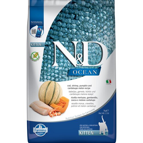 Karma dla kota FARMINA N&D Ocean Dorsz, krewetka, dynia i melon 5 kg